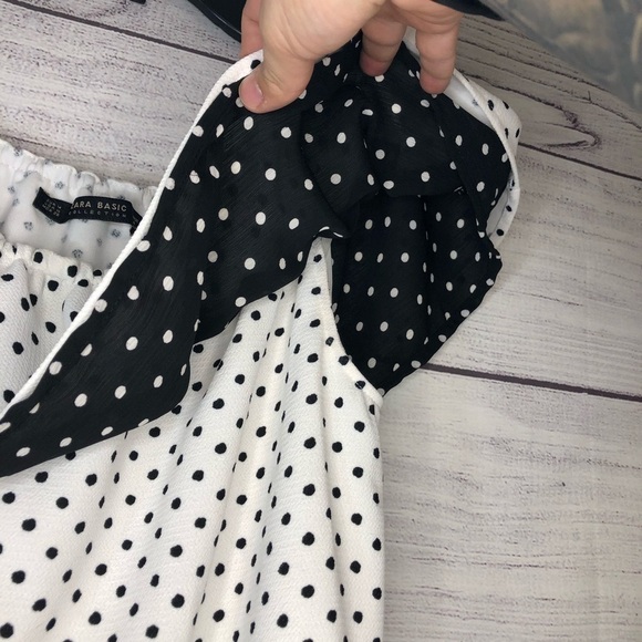 Zara Polka Dot Off the Shoulder Mini Dress Sz Med - Picture 6 of 7
